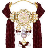 Gold Plated Kundan Necklace with Agate and Pearls