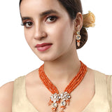 Gold Plated Kundan Necklace with Agate