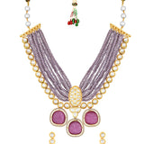 Gold Plated Kundan Necklace with Onyx and Agate