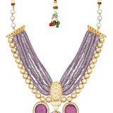 Gold Plated Kundan Necklace with Onyx and Agate