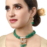 Gold Plated Kundan Necklace with Onyx and Agate