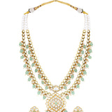 Gold Plated Kundan Necklace with Agate and Pearls