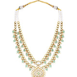 Gold Plated Kundan Necklace with Agate and Pearls