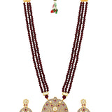 Gold Plated Kundan Necklace with Agate and Onyx