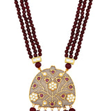 Gold Plated Kundan Necklace with Agate and Onyx