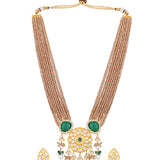 Gold Plated Kundan Necklace with Onyx and Pearls