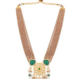 Gold Plated Kundan Necklace with Onyx and Pearls