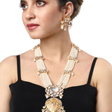 Gold Plated Kundan Necklace with Pearls