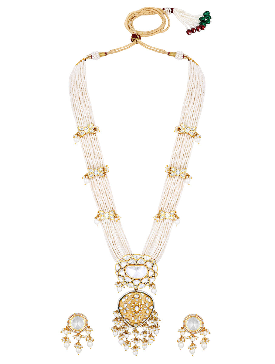 Gold Plated Kundan Necklace with Pearls