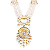 Gold Plated Kundan Necklace with Pearls