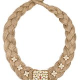 Gold Plated Kundan Jute Necklace