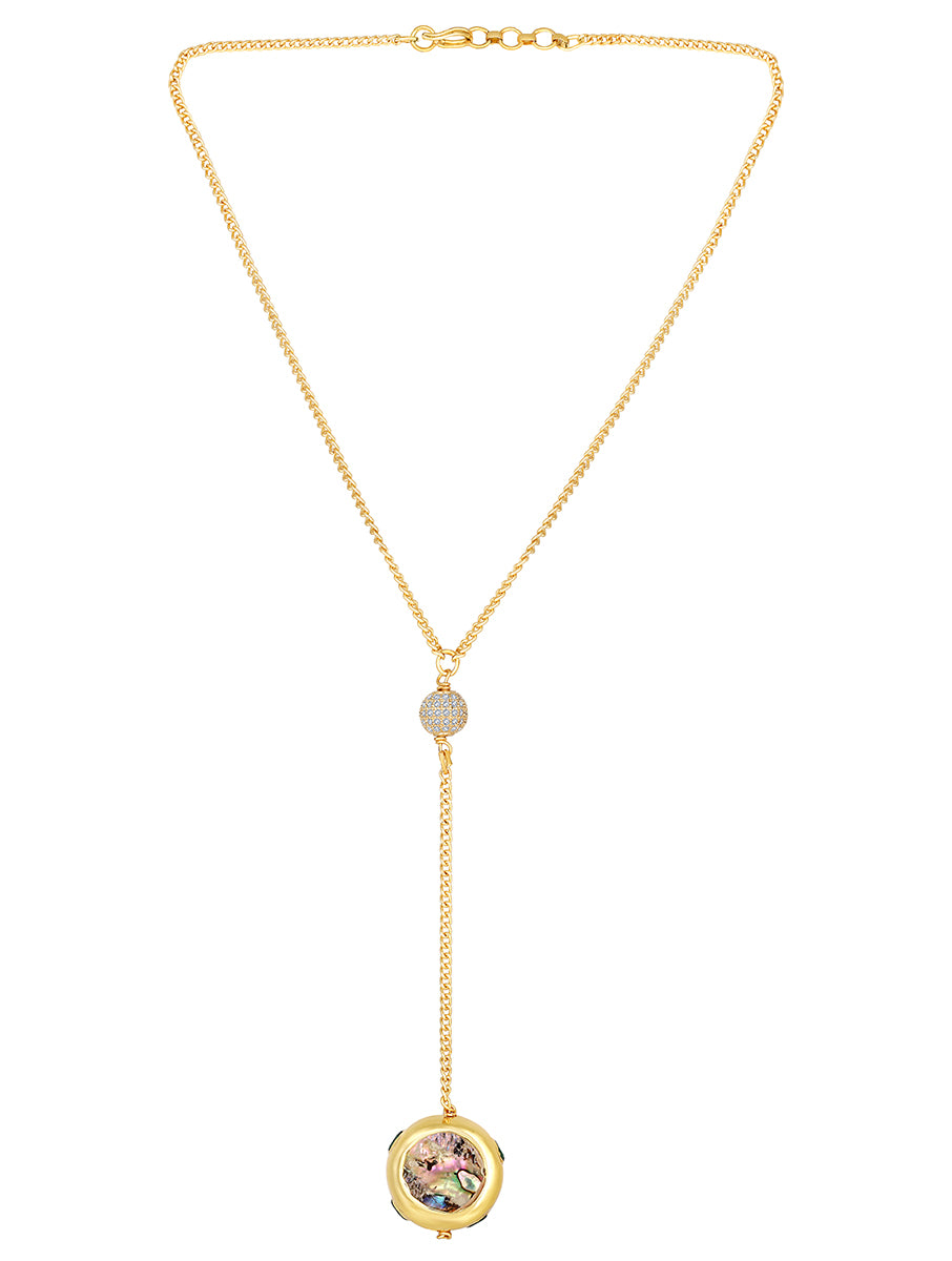 Gold Plated Handcrafted Necklace with Mother of Pearl