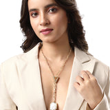 Gold Plated Handcrafted Necklace with Mother of Pearl