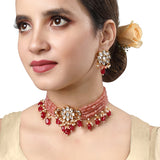 Gold Plated Kundan Necklace with Onyx and Agate