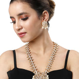 Gold Plated Kundan Necklace with Agate and Pearls