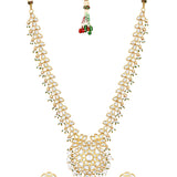 Gold Plated Kundan Necklace with Agate and Pearls