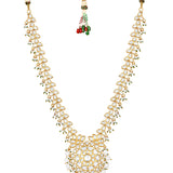 Gold Plated Kundan Necklace with Agate and Pearls