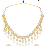 Gold Plated Kundan Necklace with Agate and Pearls