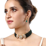 Gold Plated Kundan Necklace with Agate