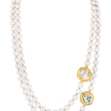 Gold Plated Pearl Beaded Necklace with Mother of Pearl