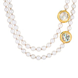 Gold Plated Pearl Beaded Necklace with Mother of Pearl