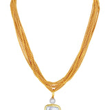 Designer Gold Polished Brass Chain With Mother Of Pear