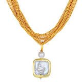 Designer Gold Polished Brass Chain With Mother Of Pear