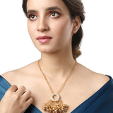 Brown Gold Plated Handcrafted Necklace with Agate and Pearls