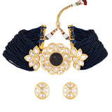 Gold Plated Kundan Necklace with Pearls