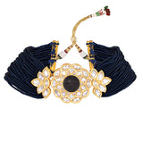 Gold Plated Kundan Necklace with Pearls