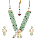 Green Gold Tone Kundan Meenakari Necklace Set with Onyx