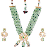 Green Gold Tone Kundan Meenakari Necklace Set with Onyx