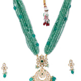 Green Gold Tone Kundan Necklace Set with Onyx