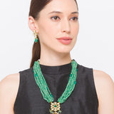 Green Gold Tone Kundan Necklace Set with Onyx