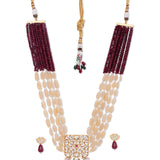 Maroon Gold Tone Kundan Necklace Set with Onyx