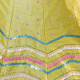 Hand Embroidered Designer Silk Lehenga in Lime Green