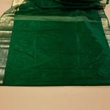 Banarasi Gold Woven Border Georgette Organza Saree with Woven Border Blouse in Bottle Green