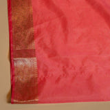 Peach Pink Banarasi Organza Saree with Gold Woven Border