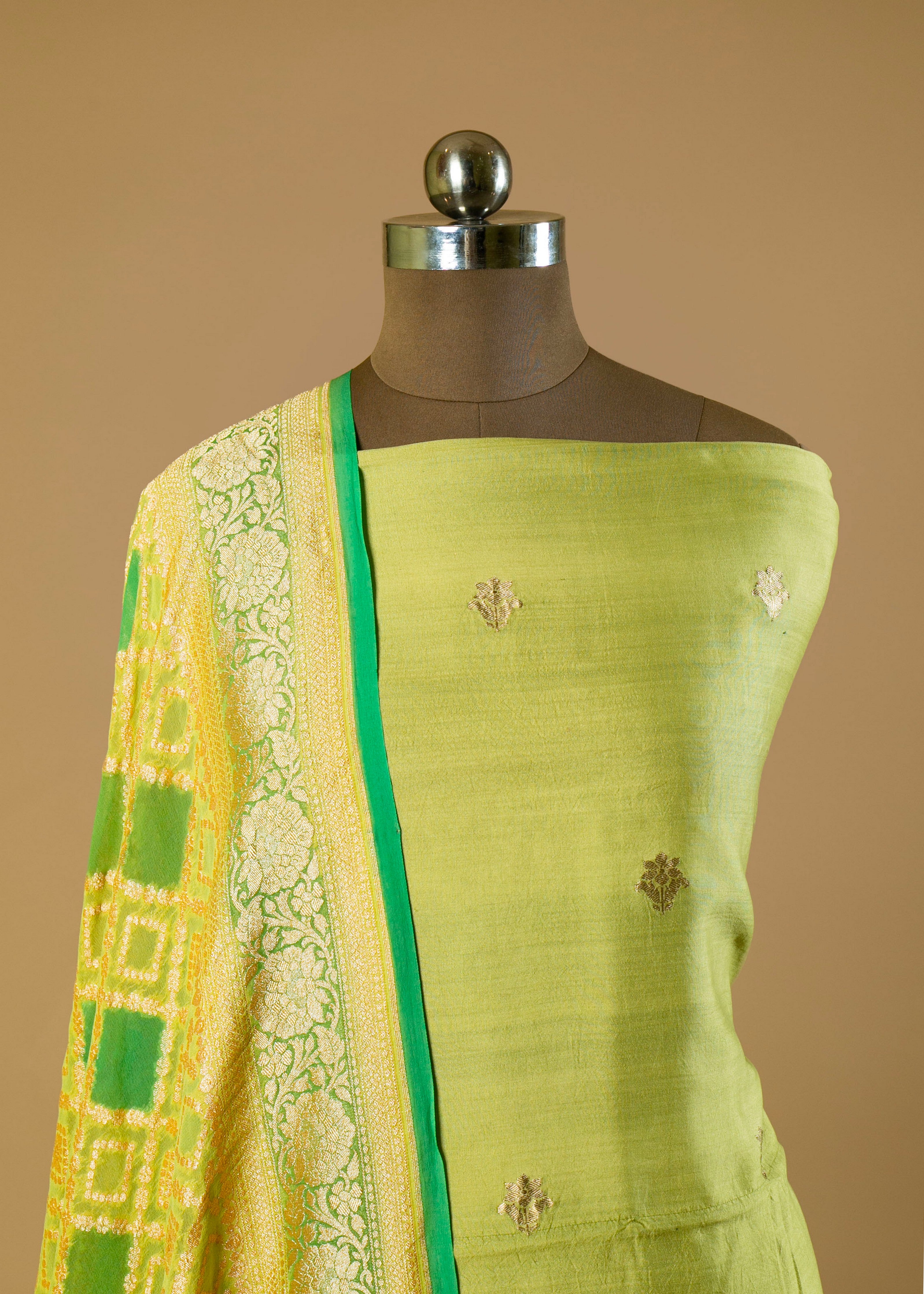 Exquisite Sea Green Pure Silk Suit with Banarasi Jaal Dupatta